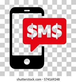 Phone SMS icon. Vector illustration style is flat iconic bicolor symbol, intensive red and black colors, transparent background. Designed for web and software interfaces.