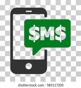 Phone SMS icon. Vector illustration style is flat iconic bicolor symbol, green and gray colors, transparent background. Designed for web and software interfaces.