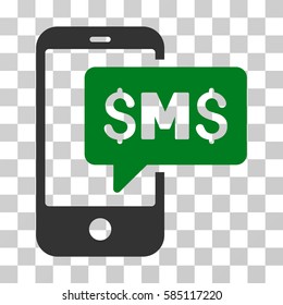 Phone SMS icon. Vector illustration style is flat iconic bicolor symbol, green and gray colors, transparent background. Designed for web and software interfaces.