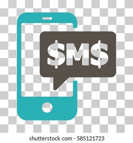 Phone SMS icon. Vector illustration style is flat iconic bicolor symbol, grey and cyan colors, transparent background. Designed for web and software interfaces.