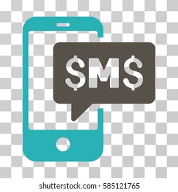 Phone SMS icon. Vector illustration style is flat iconic bicolor symbol, grey and cyan colors, transparent background. Designed for web and software interfaces.