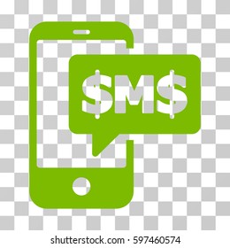 Phone SMS icon. Vector illustration style is flat iconic symbol, eco green color, transparent background. Designed for web and software interfaces.