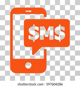 Phone SMS icon. Vector illustration style is flat iconic symbol, orange color, transparent background. Designed for web and software interfaces.
