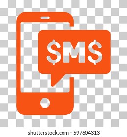 Phone SMS icon. Vector illustration style is flat iconic symbol, orange color, transparent background. Designed for web and software interfaces.