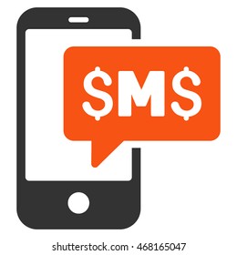 Phone SMS icon. Vector style is bicolor flat iconic symbol with rounded angles, orange and gray colors, white background.