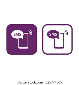 Phone SMS vector icon illustration. Purple and white