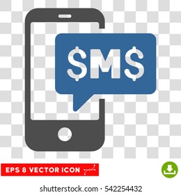Phone SMS vector icon. Image style is a flat cobalt and gray pictograph symbol.