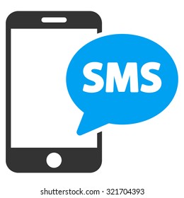 Phone Sms vector icon. Style is bicolor flat symbol, blue and gray colors, rounded angles, white background.