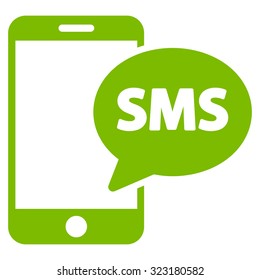 Phone Sms vector icon. Style is flat symbol, eco green color, rounded angles, white background.