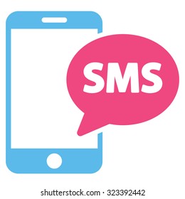 Phone Sms vector icon. Style is bicolor flat symbol, pink and blue colors, rounded angles, white background.
