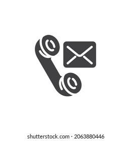 Phone sms vector icon. Telephone message filled flat sign for mobile concept and web design. Handset and envelope mail glyph icon. Symbol, logo illustration. Vector graphics