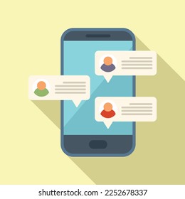 Phone social hall icon flat vector. Online chat. Web conference