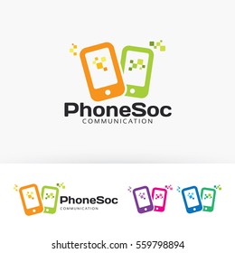 Phone social logo design. Technology and Communication logo concept. Vector logo template