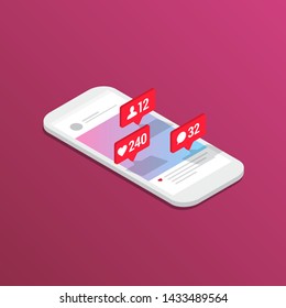 Phone Social Media Isometric Color Icon