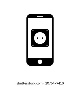 Teléfono con símbolo de icono de enchufe de socket para aplicaciones y web