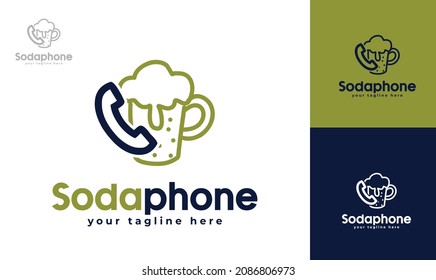 Phone soda logo design. vector
