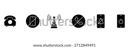 Phone solid balck icon set. Contact icons set. Tele communication or communication symbol. Vector illustration.