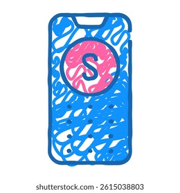 phone with sos button doodle icon sketch vector. phone with sos button sign. isolated symbol illustration