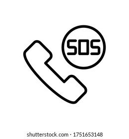 Teléfono, icono de sos. Línea simple, contorno de elementos vectoriales de los iconos de los bomberos para ui y ux, sitio web o aplicación móvil