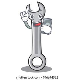 With phone spanner character cartoon style