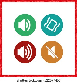 Phone and speaker, sound mode set icon vector EPS 10, abstract sign flat design,  illustration modern isolated badge for website or app - stock info graphics