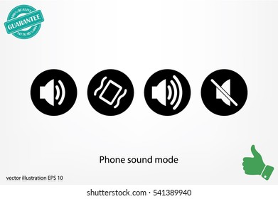 Phone and speaker, sound mode set icon vector EPS 10, abstract sign flat design,  illustration modern isolated badge for website or app - stock info graphics.