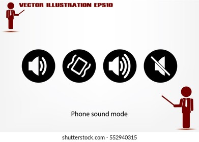 Phone and speaker, sound mode set icon vector EPS 10, abstract sign flat design,  illustration modern isolated badge for website or app - stock info graphics