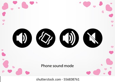 Phone and speaker, sound mode set icon vector EPS 10, abstract sign flat design,  illustration modern isolated badge for website or app - stock info graphics.