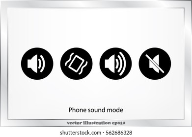 Phone and speaker, sound mode set icon vector EPS 10, abstract sign flat design,  illustration modern isolated badge for website or app - stock info graphics.