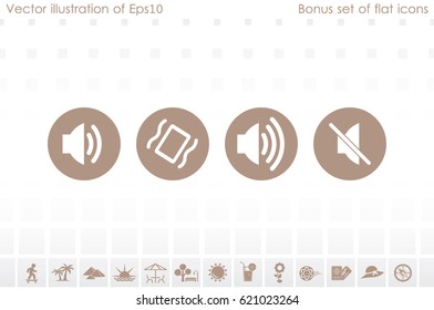Phone and speaker, sound mode set icon vector EPS 10, abstract sign flat design,  illustration modern isolated badge for website or app - stock info graphics