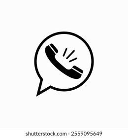 Phone and speech balloon icons. vector icon comunication black color