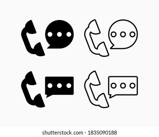 Juego de burbujas de la voz del teléfono. Icono simple de una llamada. Icono de la web del teléfono. Icono plano. Vector de ilustración