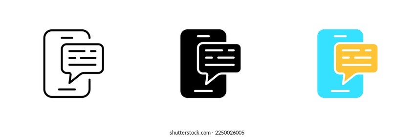 Phone with speech bubble line icon. Contact us, consultation, call, dial, hotline, support service, operator. Communication concept. Vector icon in line, black and colorful style on white background