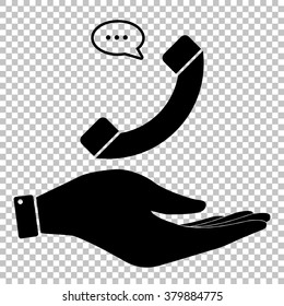Phone with speech bubble sign. Flat style icon vector illustration