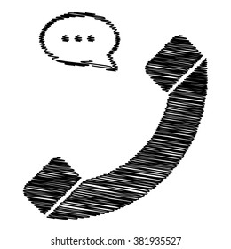 Phone with speech bubble sign. Icon with scribble effect