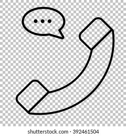 Phone with speech bubble sign. Line icon on transparent background