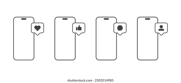phone with speech text icon outline design vector illustration
