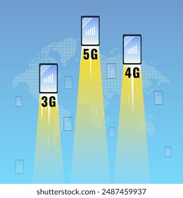 Phone with speed internet competing vector illustration 