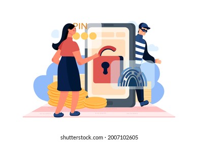 Phone Spyware Attack Illustration Concept. Flat Illustration Isolated On White Background.