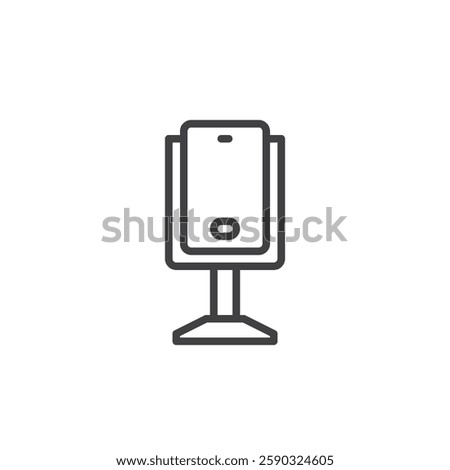 Phone Stand line icon. linear style sign for mobile concept and web design. Adjustable phone holder outline vector icon. Symbol, logo illustration. Vector graphics