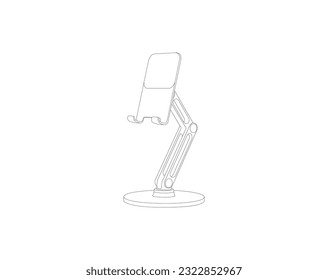 phone Stand vector design and line art. Desk cell phone stand holder. phone stand icon vector outline illustration. Line Drawing, Icon, Logo, Design, Element. vector phone Stand with white background.