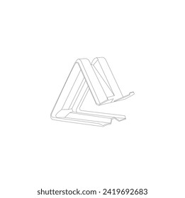phone Stand vector design and line art. Linear icon. Desk cell phone stand holder.  Hand drawn vector sketch illustration in doodle vintage engraved outline, line art style.