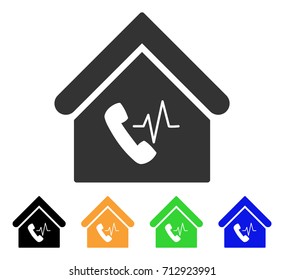 Phone Station Building icon. Vector illustration style is a flat iconic phone station building symbol with black, gray, green, blue, yellow color variants. Designed for web and software interfaces.