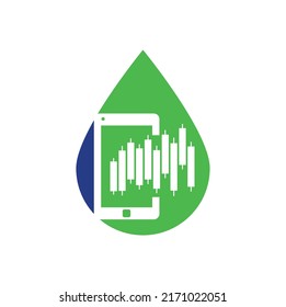 Las estadísticas de teléfono sueltan la plantilla de diseño del logotipo del concepto de forma. Vector de diseño de iconos del logotipo de finanzas móviles.