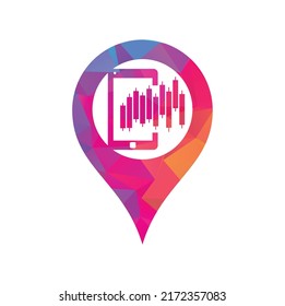 Phone Stats gps shape concept logo design template. Mobile finance logo icon design vector.