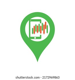Phone Stats gps shape concept logo design template. Mobile finance logo icon design vector.
