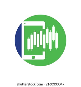 Phone Stats logo design template. Mobile finance logo icon design vector.