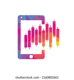 Plantilla de diseño del logotipo de Phone Stats. Vector de diseño de iconos del logotipo de finanzas móviles.