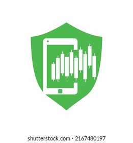 Logo-Design-Vorlage für Phone Stats. Logo-Design-Vektorgrafik des Mobile Finance-Logos.