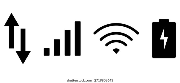 icono de la barra de Estado del teléfono. Colocación para la cerradura, auriculares, silencio, Bluetooth. Ilustración vectorial.